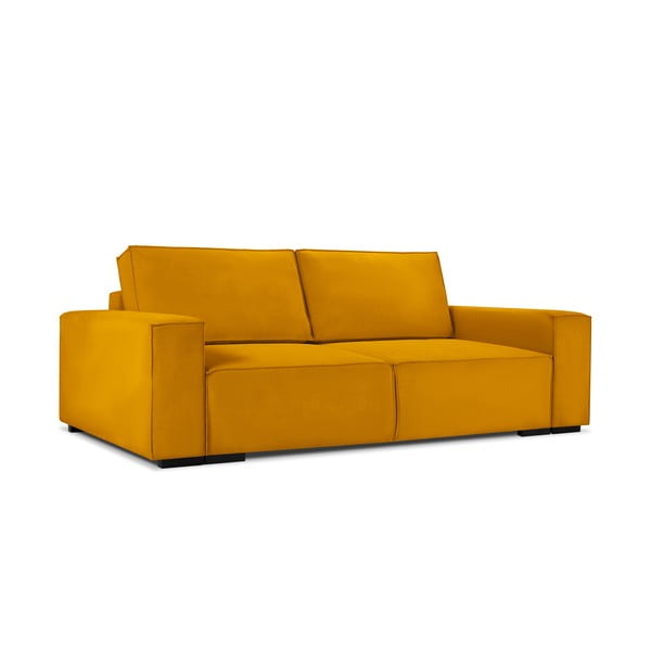 Dzeltens velveta izvelkamais dīvāns ar veļas kasti Mazzini Sofas Azalea