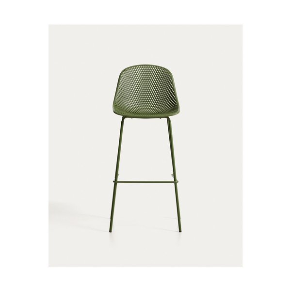 Zaļš metāla/plastmasas dārza bāra krēsls Quinby – Kave Home-image-2