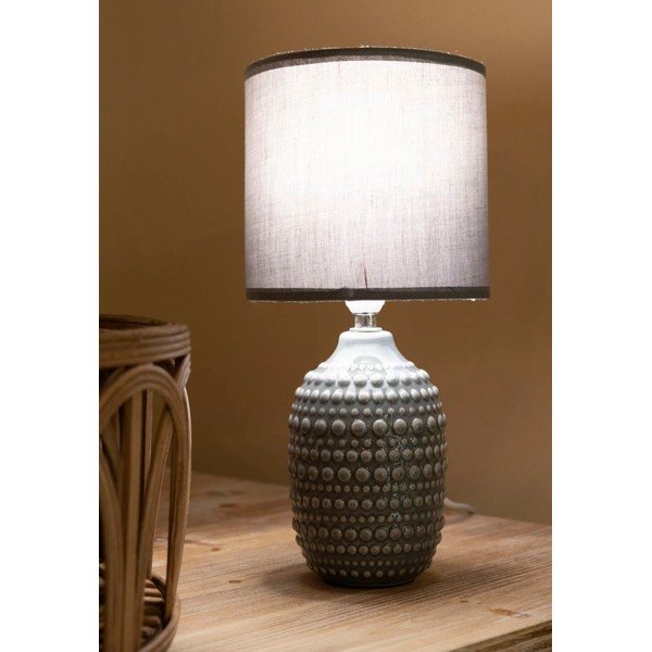 Pelēka keramikas galda lampa ar auduma abažūru (augstums 30,5 cm) Points – Mauro Ferretti-image-1