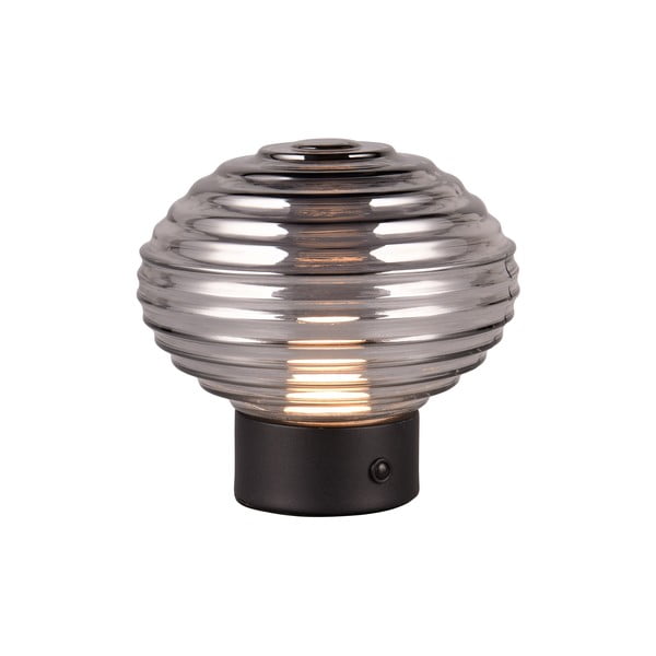 Melna/pelēka LED galda lampa ar regulējamu spilgtumu un stikla abažūru (augstums 14,5 cm) Earl – Trio-image-2