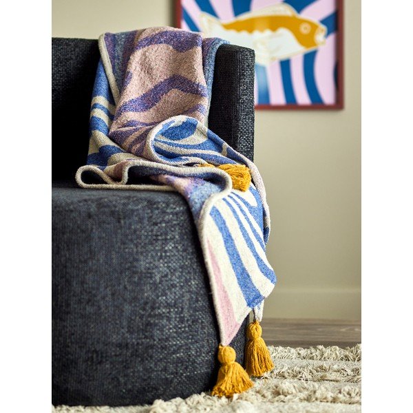 Zils pleds no kokvilnas maisījuma 130x160 cm Arlie – Bloomingville-image-1