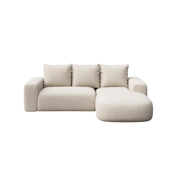 Krēmkrāsas stūra dīvāns no buklē auduma (labais stūris) Feiro – MESONICA