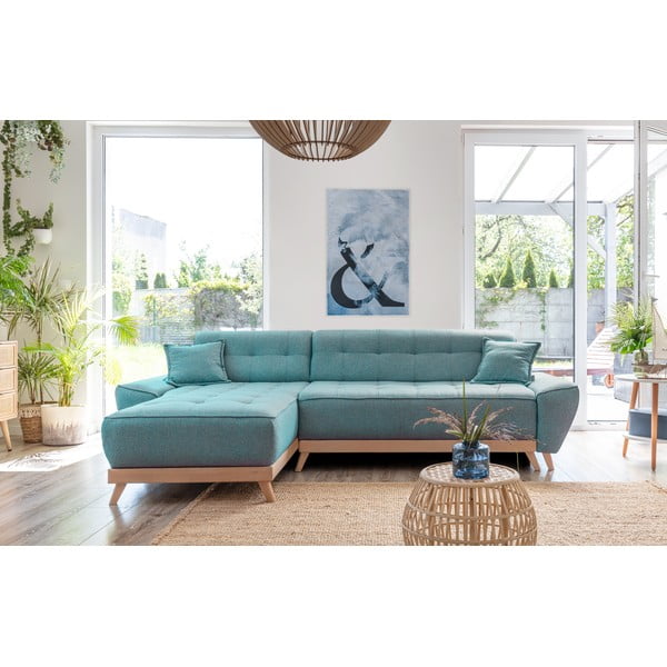 Tirkīzzils salokāms stūra dīvāns (ar maināmu stūri) Dazzling Daisy – Miuform-image-1