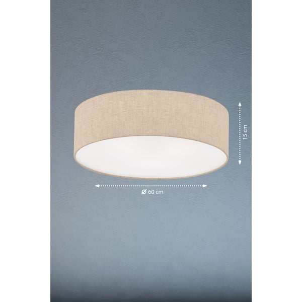 Bēša griestu lampa ar auduma abažūru ø 60 cm Thor – Fischer & Honsel-image-2