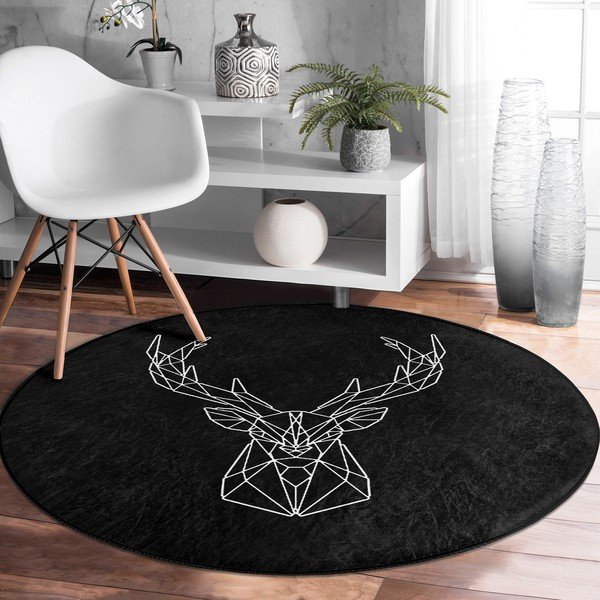 Melns mazgājams robotu putekļu sūcējiem piemērots apaļš paklājs ø 100 cm Comfort – Mila Home-image-3