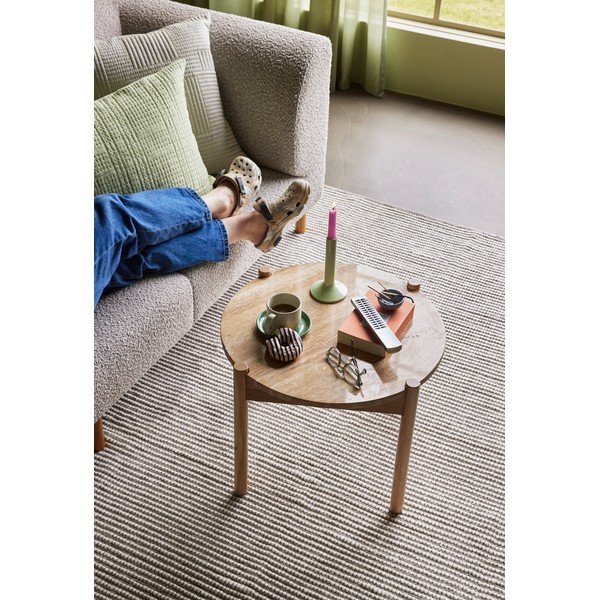 Dabīga toņa apaļš žurnālgaldiņš ar akmens galda virsmu ø 60 cm Trava – Hübsch-image-2