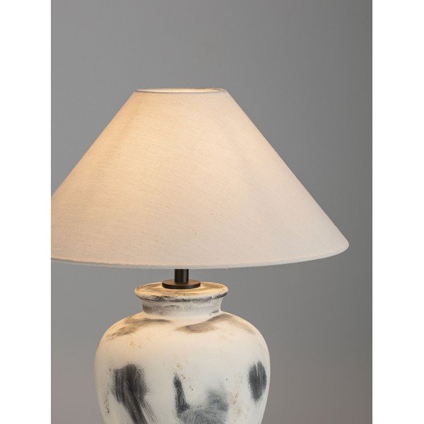 Balta/pelēka keramikas galda lampa ar auduma abažūru (augstums 55 cm) Lupe – Nova Luce-image-1