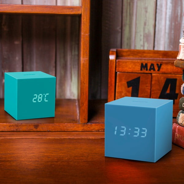 Gaiši zils LED modinātājs Gingko Gravity Cube-image-4