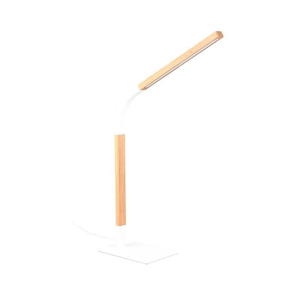 Balta/dabīga toņa LED galda lampa ar regulējamu spilgtumu un koka abažūru (augstums 73,5 cm) Norris – Trio-image-2