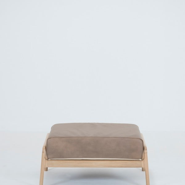 Gaiši brūns bifeļādas kāju soliņš ar ozolkoka konstrukciju Gazzda Fawn-image-2