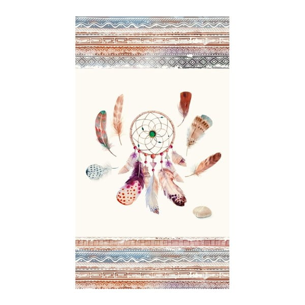 Pludmales dvielis ar apdruku Good Morning Feathers, 100 x 180 cm