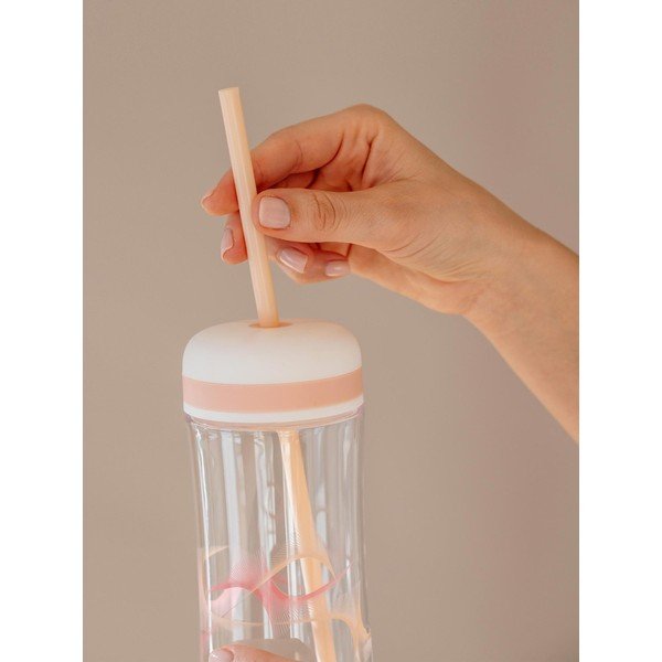 Rozā ūdens pudele ar vāku un salmiņu Equa Flow Wave 2in1, 800 ml-image-1
