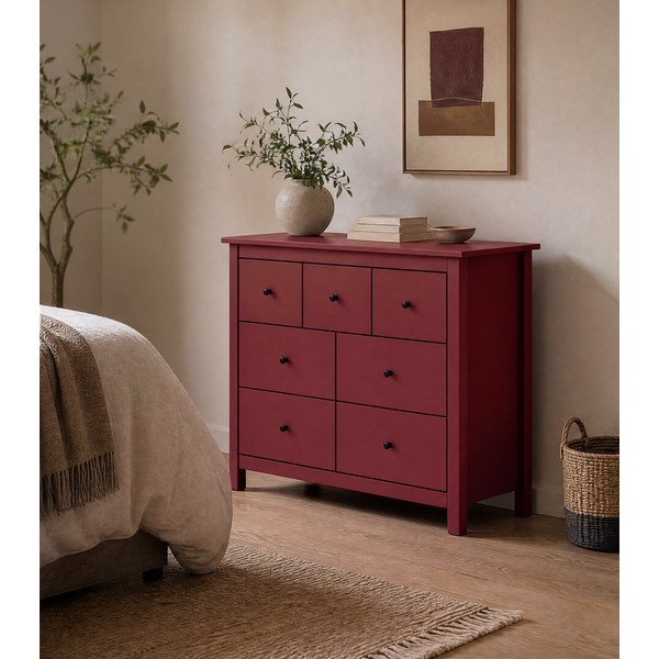 Sarkana zema kumode no priedes 110x80 cm Misti – Marckeric-image-1