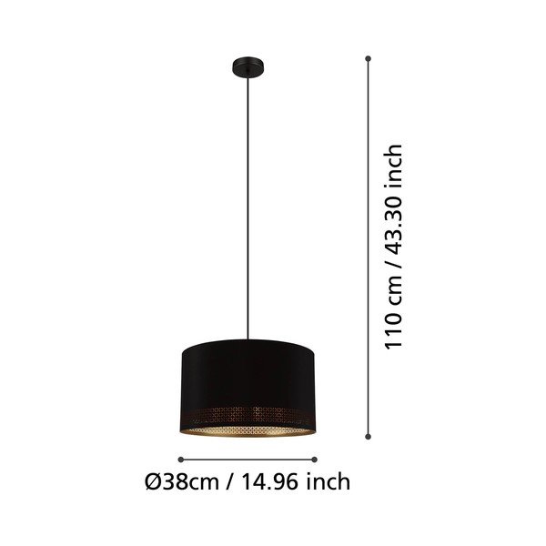 Melna piekaramā lampa ar auduma abažūru ø 38 cm ESTEPERRA – EGLO-image-2
