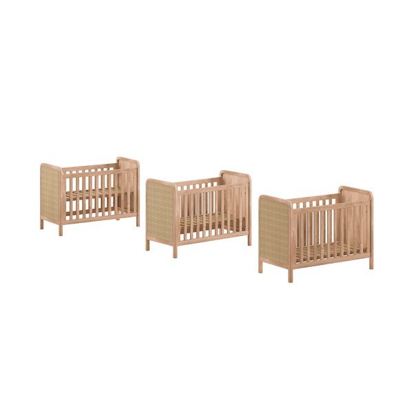 Dabīga toņa bērnu gultiņa ar regulējamu augstumu 60x120 cm Woods – Vipack-image-2