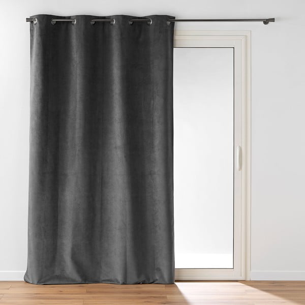 Antracīta pelēks samta aizkars 140x260 cm Olympe – douceur d'intérieur