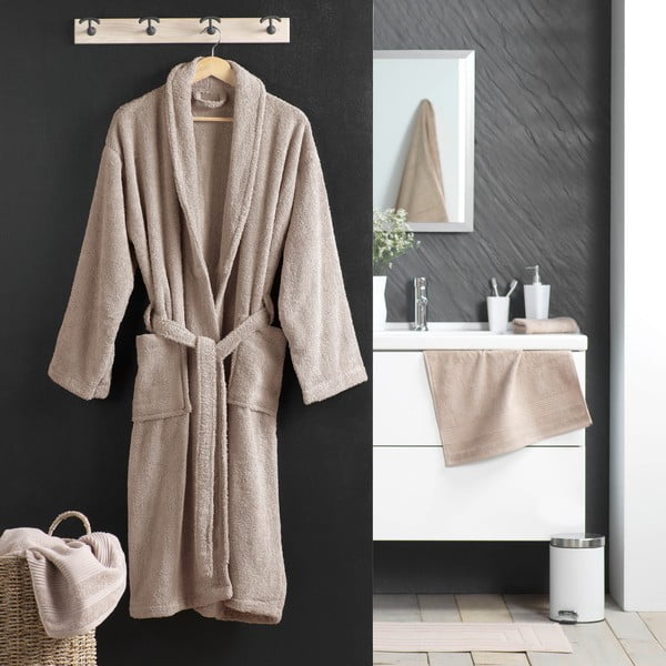 Gaiši brūns kokvilnas halāts M Tendresse – douceur d'intérieur-image-1