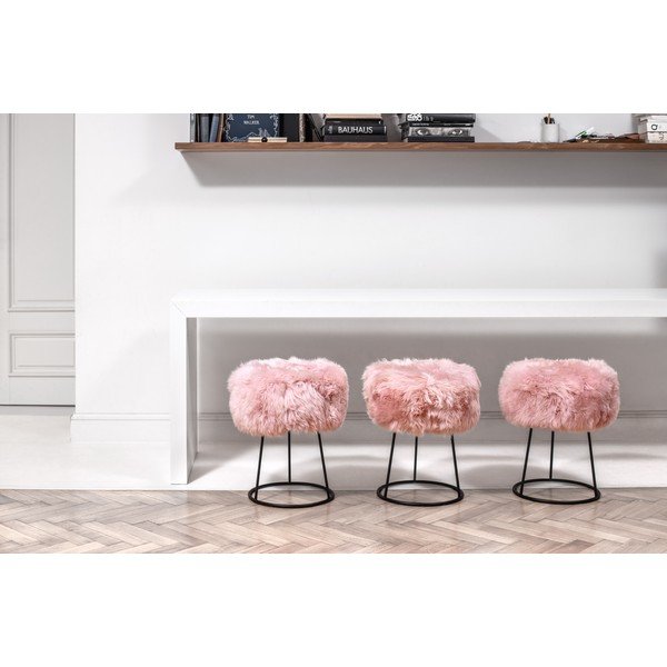 Krēsls ar rozā aitādas sēdekli Royal Dream, ⌀ 36 cm-image-1