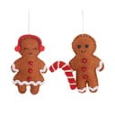 Tekstila ar rokām izgatavoti Ziemassvētku eglītes rotājumi (2 gab.) 6,5 cm Gingerbread Couple – Sass & Belle
