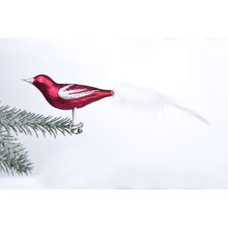 3 sarkanu stikla rotājumu komplekts putna formā Ego Dekor