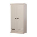 Pelēkbēšs priedes masīvkoka drēbju skapis 94x195x53 cm Connect – WOOOD