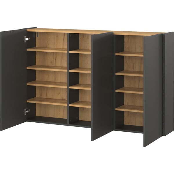 Antracīta pelēks piekarināms skapītis ar ozolkoka imitāciju 138x87x25 cm Libbiano – Germania-image-3