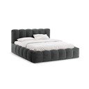 Tumši pelēka polsterēta divvietīga gulta ar veļas kasti ar redelēm 140x200 cm Lupine – Micadoni 