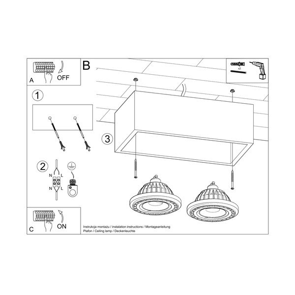 Pelēka griestu lampa 14x27 cm Postiga – Sollux-image-4