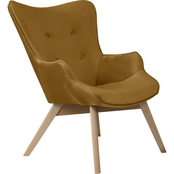 Sinepju dzeltens samta atpūtas krēsls Niko – Ropez