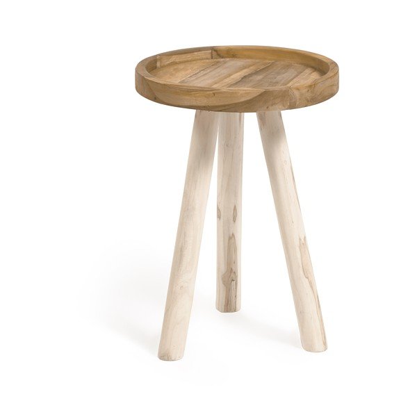 Tīkkoka masīvkoka apaļš sānu galdiņš ø 35 cm Glenda – Kave Home