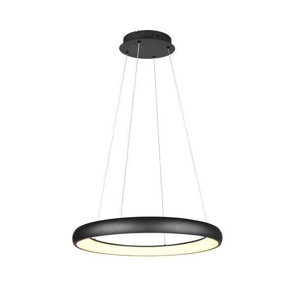 Melna LED piekaramā lampa ar regulējamu spilgtumu un metāla abažūru ø 75 cm Cardona – Trio-image-2