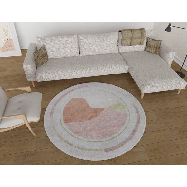 Oranžs/krēmkrāsas mazgājams apaļš paklājs ø 120 cm Yuvarlak – Vitaus-image-1