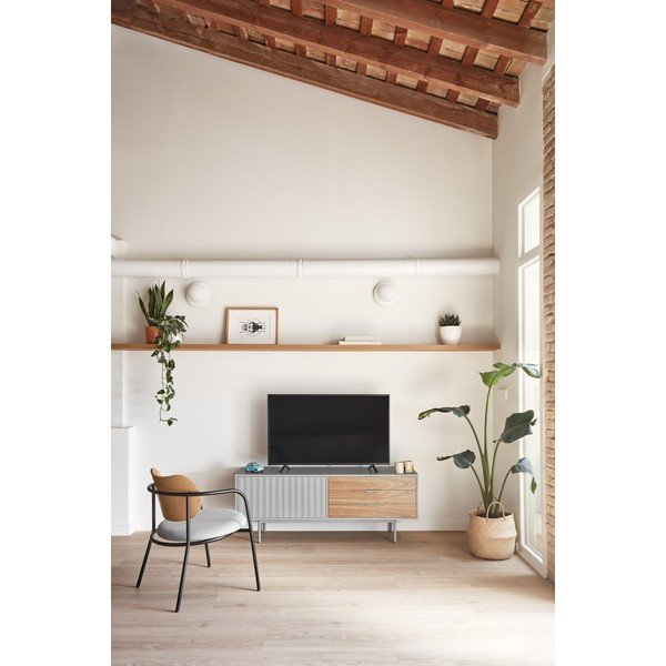 Pelēks/dabīga toņa TV galdiņš ar ozolkoka imitāciju 140x52 cm Sierra – Teulat-image-1