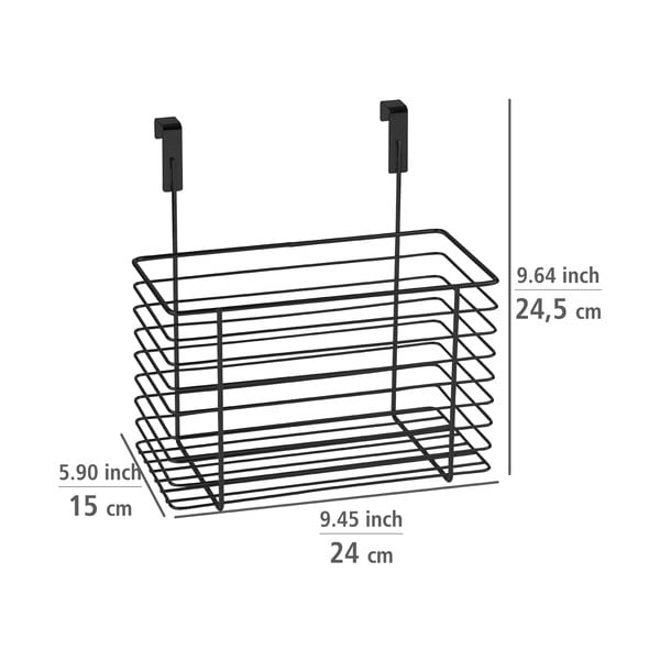 Melns piekaramais metāla grozs virtuves durvīm Wenko Slim, augstums 25 cm-image-4