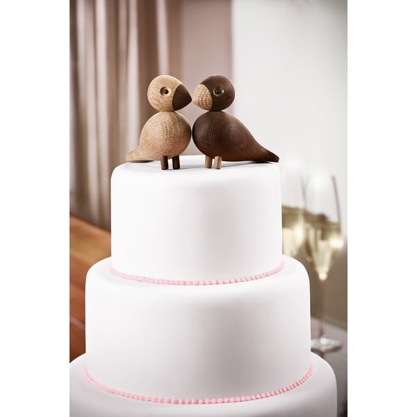 Ozola masīvkoka statuetes (2 gab.) Kay Bojesen Denmark Lovebirds-image-1