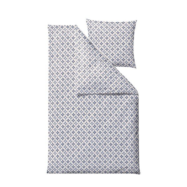 Balta/zila vienguļamā kokvilnas gultas veļa 140x200 cm Heirloom – Södahl-image-2