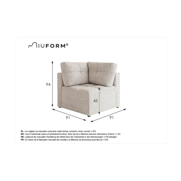 Bēša modulārā dīvāna daļa Lulu – Miuform-image-4