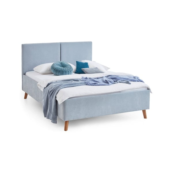 Gaiši zila polsterēta divvietīga gulta ar redelēm 140x200 cm Piano – Meise Möbel-image-4