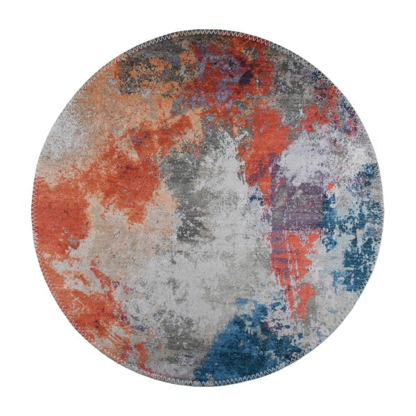 Zils/oranžs mazgājams apaļš paklājs ø 120 cm – Vitaus