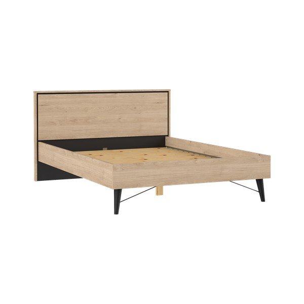 Dabīga toņa divvietīga gulta ar ozolkoka imitāciju un redelēm 140x200 cm Ry – Tvilum-image-2