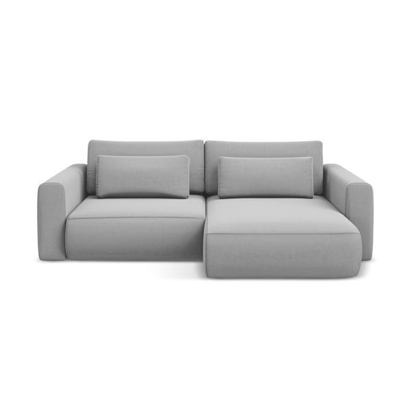 Gaiši pelēks samta salokāms/ar uzglabāšanas vietu stūra dīvāns (ar labo stūri/ar zvilni) Kapua – Makamii