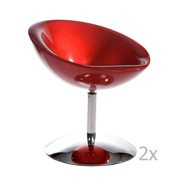 2 sarkanu grozāmo krēslu komplekts Kokoon Design Bļoda-image-1