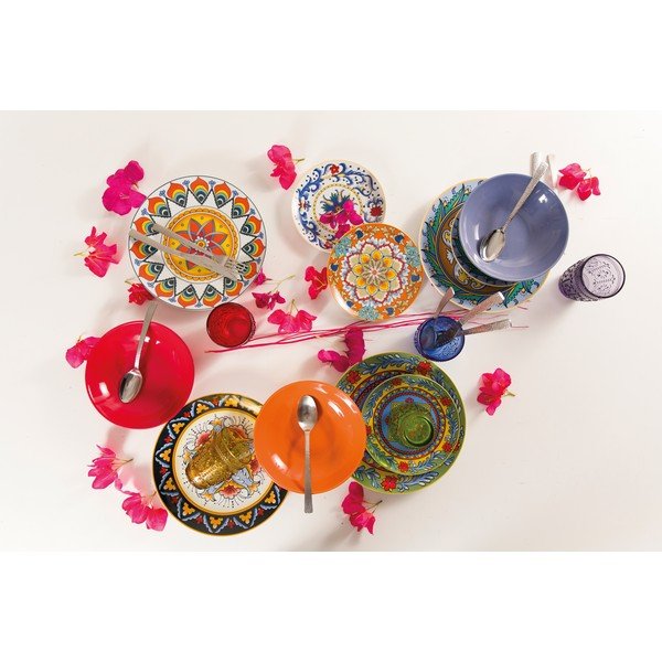 18 gabalu krāsainu šķīvju komplekts no porcelāna un keramikas VDE Tivoli 1996 Renaissance-image-3