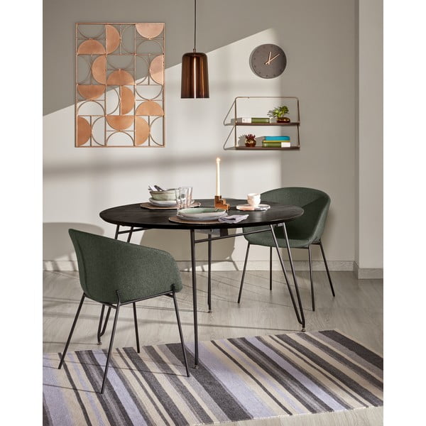 Apaļš izvelkams ēdamgalds ar oškoka imitācijas galda virsmu ø 120 cm Norfort – Kave Home-image-3