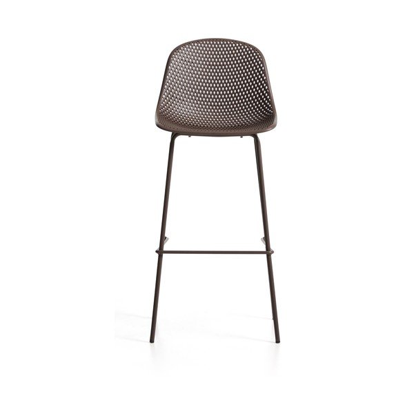 Brūns metāla/plastmasas dārza bāra krēsls Quinby – Kave Home-image-3