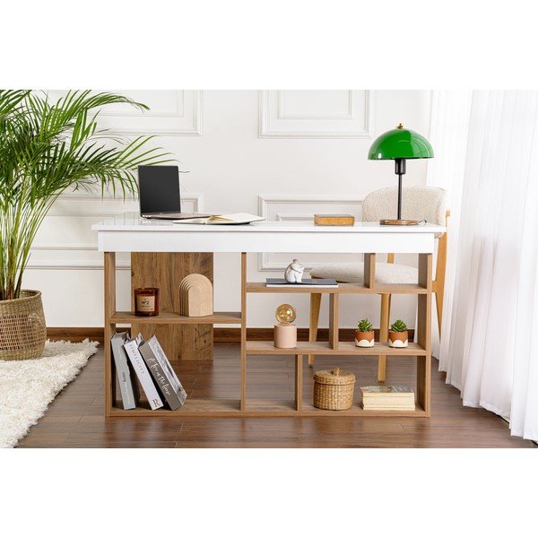 Darba galds ar priedes koka imitāciju 120x130 cm Vesper – Kalune Design-image-3