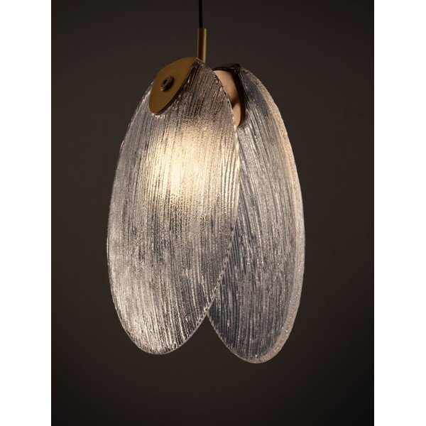 Misiņa krāsas tērauda LED piekaramā lampa ar stikla abažūru Shelina – Nova Luce-image-2