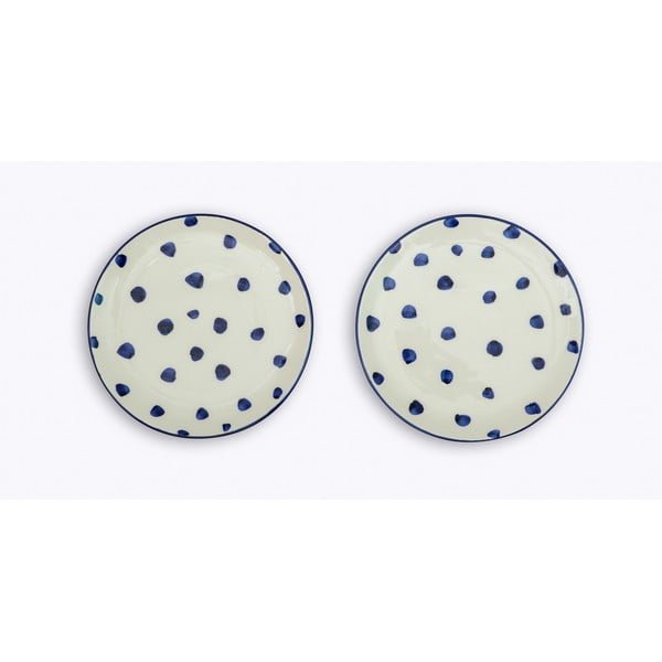 2 keramikas šķīvju komplekts Madre Selva Blue Dots, ø 25 cm
