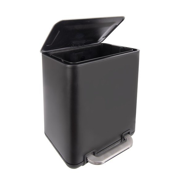 Melna nerūsējošā tērauda atkritumu tvertne ar pedāli 20 l Black – Orion-image-2