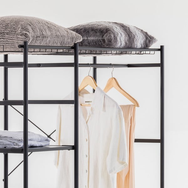 Melns drēbju skapis Kave Home Storn, augstums 182 cm-image-1